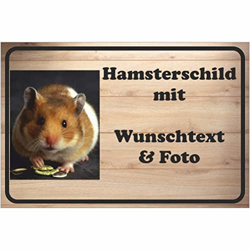 INDIGOS UG - Alu-Dibond Schild - Hamster - mit Wunschtext und Foto - Spruch - Design Deko Geschenkidee individuell personalisiert - Schilder selbst gestalten