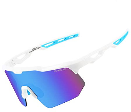 PUKCLAR Cycling Sunglasses for Men Women TR90 Lightweight Frame Mens Bike Sun Glasses with UV400 Protection for Cycling Skiing Driving Motorcycle