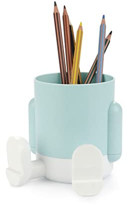 Balvi Pot à Crayons Mr Sitty Couleur Bleu Clair Design coloré et Original avec Deux Compartiments de