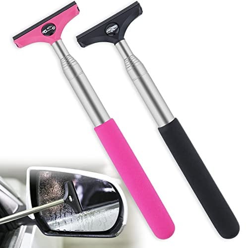 2 PCS Car Side Mirror wiper (Black/Pink) – Retractable Car Mirror Wipers, Universal Window Cleaning Equipment, Car Accessories for All Vehicles, Car Window Cleaner, Car Cleaning Kit