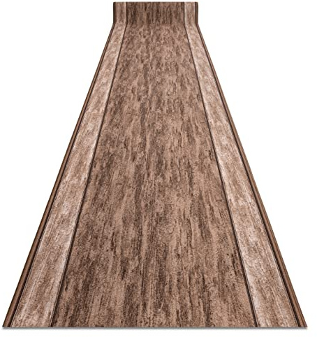 rugsx Antirutsch Teppichläufer Rama - moderner Kurzflor für Küche, Flur & Wohnzimmer, Meterware, braun 100x600 cm