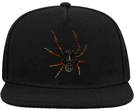 Creepy Spider Crawling Scary 5-Panel-Baseballmütze mit flachem Visier und Snapback Schwarz