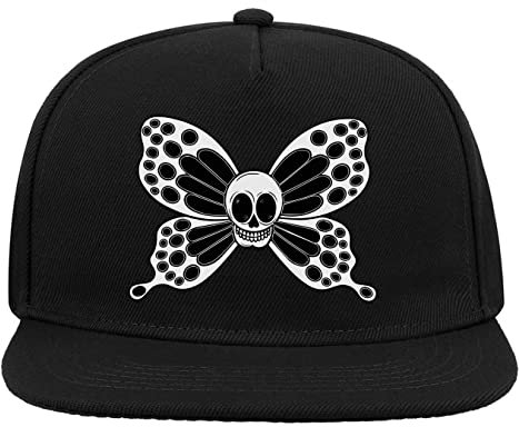 Skull Butterfly Death Angel Cappello da Baseball con Visiera Piatta Snapback a 5 Pannelli Nero