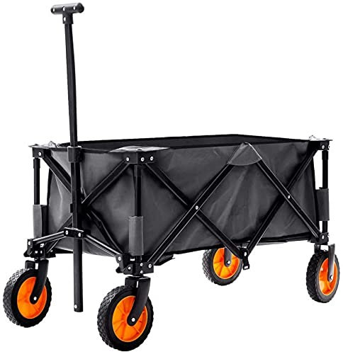 Gartenwagen, Faltbarer Gartenwagen, zusammenklappbarer Wagen, Schubkarre, Garten-Einkaufswagen für den Außenbereich, robuster Campingwagen, Ziehwagen, grau