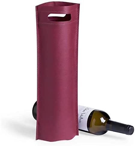 VINAK Pack de 100 Bolsas de Botella de Vino/Champagne en Tela no Tejida (Non-Woven) termosellado de Alta Resistencia con asa. Bolsas perfectas para Regalo de Boda, Bautizo, cumpleaños