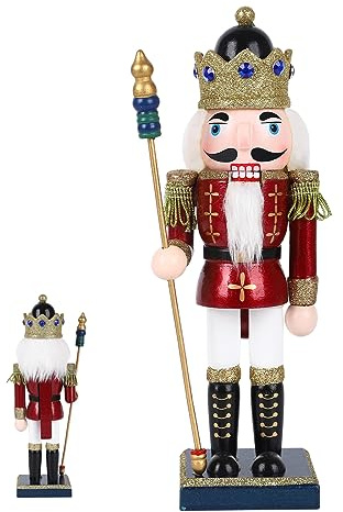 Jodsen Weihnachten Nussknacker Soldat,25 cm Nussknacker Soldat Ornamente,Nussknacker Weihnachtsschmuck,Traditioneller Nussknacker aus Holz,Nussknacker Soldat Figur Dekor (Rot)