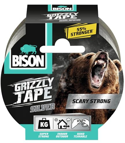 Bison Kit Grizzly Tape Rolle, 10 Meter Länge, Silber