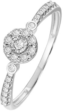 Lucardi - Damen Entourage-Ring aus 585 Weißgold mit 23 Diamanten (0,10 ct) - Ring - 585 Gold - Weißgold - 18/57 mm - Nickelfrei