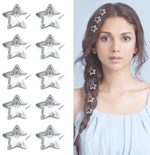 Mollette Capelli Silver Stella(10 Pezzi), Fermaglio Capelli Donna per Capelli, per Bambini, Ragazze, Donna -Forcine per Capelli