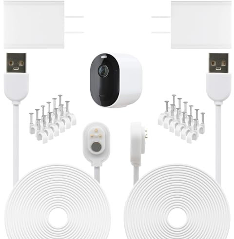 2 Stück 7,6 m Ladekabel Ersatz für Arlo Pro 3, Arlo Pro 4, Arlo Pro 5S 2k, Arlo Ultra, Arlo Ultra 2 Kamera-Akku, langes magnetisches Kabel, Netzadapter für den Innen- und Außenbereich