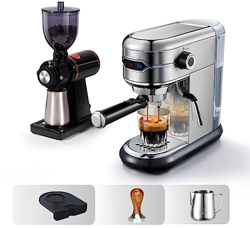 Máquina de café semiautomática de acero inoxidable for el hogar, 19 cápsulas, cápsula superfina, máquina de café en polvo, capuchino y Espresso H11 (Color : H11G1Jug Mat Tamper, Size : CHINA_US)
