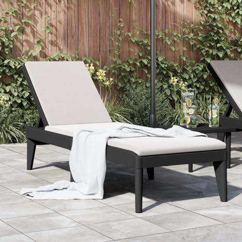 Festnight Sonnenliege Gartenliege Liegestuhl Leicht Liege Garten Outdoor Relaxliege Rattan-Optik PP Gartenmöbel Sonnenstuhl Anthrazit