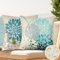 Kissenbezug Cyan 45x45cm Wasserdicht Kissenbezüge Wetterfest Outdoor Kissenhülle Sommer Blumen Dekorativ Kissenhüllen 2er Set Leinen Dekokissen für Auto Home Büro Garten Wohnzimmer Kissen Deko