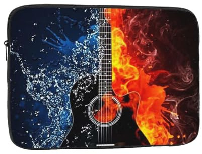 Laptophülle mit Aufdruck Ice and Fire Gitarre für 25,4 cm (10 Zoll) Laptop, stoßfestes Oxford-Gewebe, Laptop-Schutzhülle