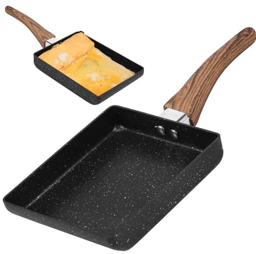 Foribyw Tamagoyaki Pan, 7 x 6 Inch Japanese Omelette Pan, Nonstick Rectangle Small Frying Pan, Dishwasher Safe Square Frying Egg Pan for Home Kitchen Cooking