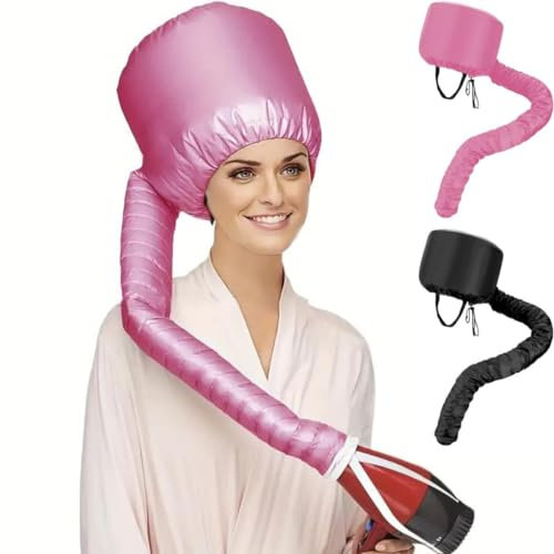 Gorro secador de pelo - con goma elástica para fijación del secador utilizado para secar peinar rizar y acondicionar profundamente (Rosa)