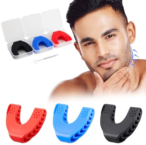 YILIMZ 3PCS Jaw Trainer With 3 Resistance Levels - Silicone Exerciser for Men & Women, Activating Tightening Strengthening Facial Muscles, Jawline Workout and Face Exerciser