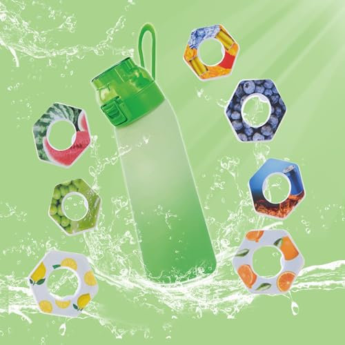 Neu Trinkflasche mit 7 Geschmackskapseln, 2024 Wasserflasche mit Geschmack Original Starter Set, 700ml Trinkflasche für ein erfrischendes Trinkerlebnis Flasche Original Set (C02,700ML)