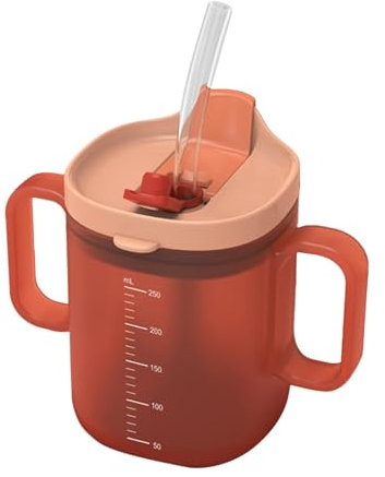 Gobelet anti-fuite pour personnes âgées - 2 poignées - Avec paille - Avec couvercle - Aide à l'alimentation, pour adultes, personnes âgées et grossesses - 300 ml