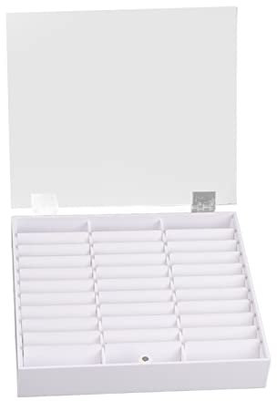 Nail Tips Storage Box, Nail Art Decoration Container, Fake Nail Art Organizer Holder Display Case for Nail Decoration(White)