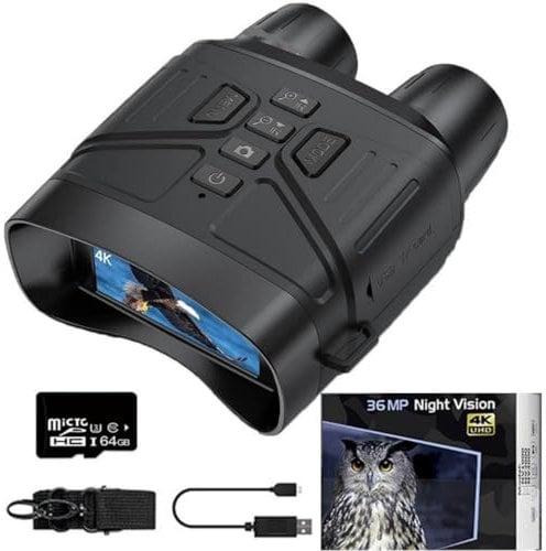 Nachtsichtgerät, 4K 4000mAh wiederaufladbares 3 Nachtsichtgerät mit 600M Reichweite und 5X digitalem Zoom, Infrarot Fernglas IP65 für Jagd Camping Beobachtung mit 32GB TF Karte