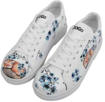 DOGO Damen-Sneaker aus veganem Leder, Weiß – Stay Clever Motiv, Mehrfarbig, 39 EU