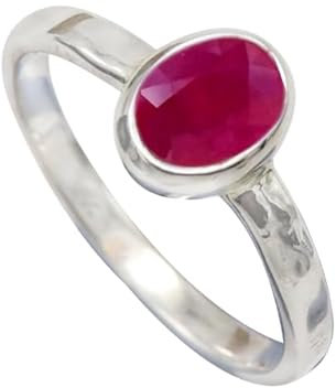 JEWELFORCE 925 Sterling Silber Rubin Lab Grown Edelstein Ring Herren Damen Steinbandring Alle Größen Ring Handgefertigter Schmuck JSR-1080AM_68 (21.6)