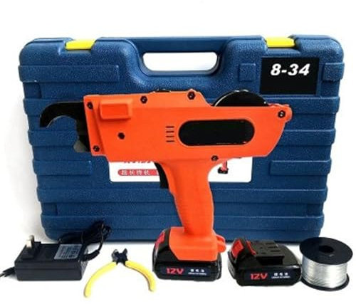 HENGCMM Outil Ligature Fer A Beton Lieur Automatique Fil Fer Pistolet À Ligature Automatique pour Barres D'armature Pro, 8-34 mm 30-60 mm Rebar Twister Machine Automatique avec 2 Batteries,34mm