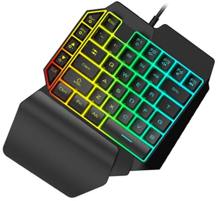 Angoily Left Hand Mechanical Gaming Keyboard Black 39-key USB Keypad | Plastic Build, 1.5m Cable Length, Compact Lightweight Design, Backlight Function, Easy to Install and Use