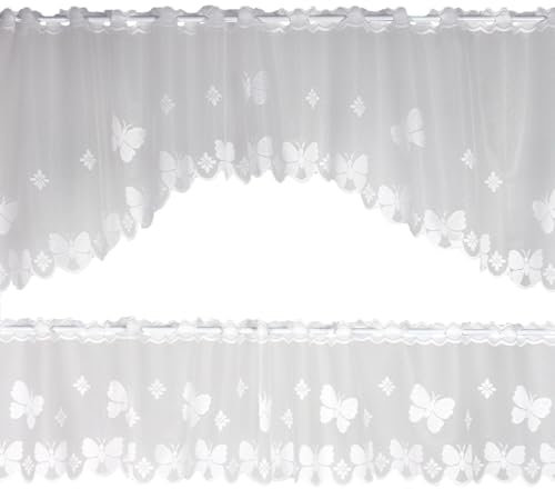 Clever-Kauf-24 Bistro-Bogen Scheibengardine 2364 | 2 teiliges Set | weiß | Küchengardine | Gardine Panneau | Breite 160cm |