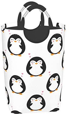 Ceudet Faltbarer Wäschekorb mit Griffen, Pinguin, großer Wäschesack, schmutzige Kleidung, Organizer, Wäschekorb