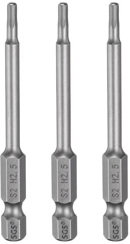 sourcing map 3pcs H2.5 Hex Head Drill Bit Wrench 2.5mm Metric Flat Tip 1/4 Hex Shank 75mm (3) Long Magnetic Hexagonal Screw Driver Socket Industrial Screwdriver Power Bits