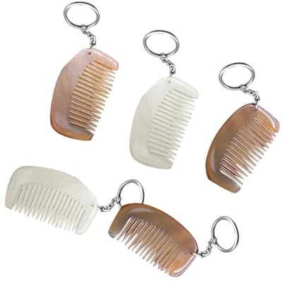 BESPORTBLE 2stücke Natürlicher Yakhorngriff Schlüsselanhänger Mini Kamm Mit Gebogenem Rücken Langlebiges Kreatives Taschenanhänger-dekor Farblich Sortiert Als Geschenk Für Familie Und Freunde