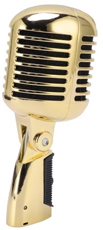 Oreilet Old Fashioned Vintage -Mikrofon, Klassisches Retro -Dynamik -Vokalmikrofon, Retro -Cardioid -Mikrofon mit XLR -Kabel, Ideal für Live -Performance, Studioaufnahme, Bühne (Gold)