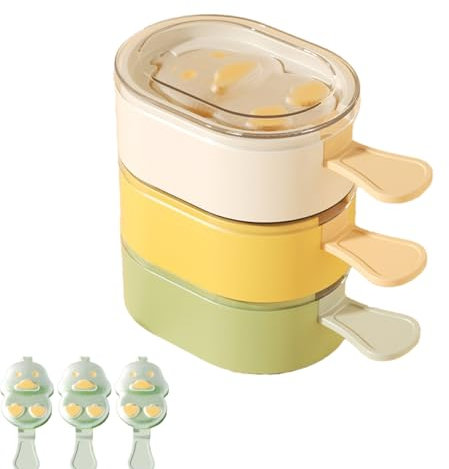 Niaciswe Enten Eisformen Silikon 3PCS Eisformen (Gelb & Grün & Weiß) am Stiel Wiederverwendbare Formen mit Deckel PBA-frei Wiederverwendbare DIY Eis Selber Machen Eisformen Spülmaschinenfest