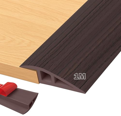 PVC Übergangsprofil Selbstklebend, Türschwellen Leiste 1M x 7CM, Übergangsprofil Höhenausgleich 15MM Boden Übergangsleiste, Laminat Schwellenrampe Übergangsschiene (Schwarzer Nussbaum)