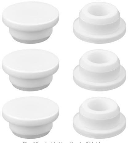 Lot de 6 cache-trop-plein - En silicone blanc - Réutilisables - Qualité alimentaire - Pour réservoir d'eau bouché - Trou de trop-plein - Bouchon en caoutchouc (ouverture applicable : 26 mm)
