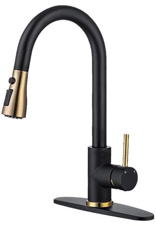 Robinet de cuisine avec douchette extractible, robinet de cuisine en acier inoxydable à poignée unique, robinet d'évier de cuisine rotatif à 360° 1 ou 3 trous, robinet de cuisine extractible moderne