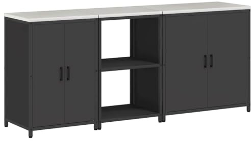 vidaXL Kitchen Cabinet Storage Rack Garage Industrial Style with Flexible Shelves Modern Loft Utensil Furniture