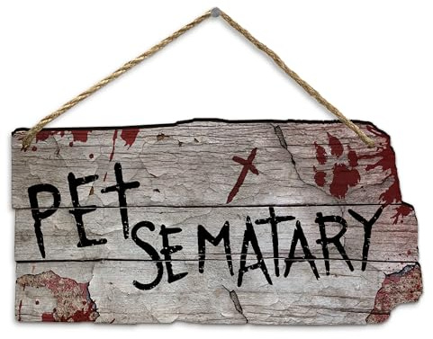 flinelife Pet Sematary Sign, 12x6, Horror Movie Sign, Wreath Sign for Indoor Outdoor Use