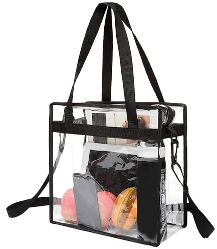 ASOUUNLD Transparente Tasche PVC 30 × 30 × 15 cm Wasserdicht | Clear Bag mit verstellbarem Schultergurt für Stadion, Konzerte, Fitnessstudio, Strand und Reisen