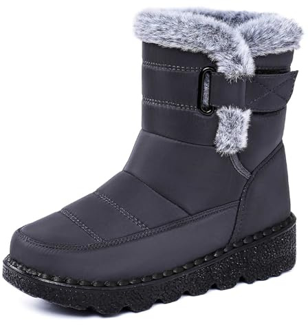Fulidngzg Stivali da Neve Donna Invernali Impermeabili Pelo Calde con Bassi e Strappo Stivaletti Dopo Sci Antiscivolo Scarpe Neve Antinfortunistiche Sneakers Eleganti Casual per Montagna Trekking