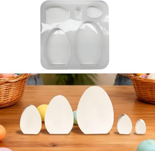 Silikonformen Gießformen Ostern Ei, 5 Stück Silikonform Ei Silikonform Ostern Ostereier Gießformen Silikon Gipsformen zum Gießen Silikon Gießform Ostereier 3D Gips zum Gießen für Osterdeko Basteln (B)