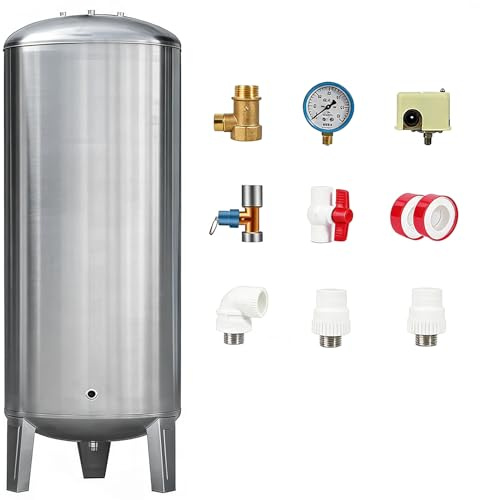 Réservoir sous pression en acier inoxydable avec système automatique et kit de montage pour pompes de puits, systèmes d'eau et utilisation agricole