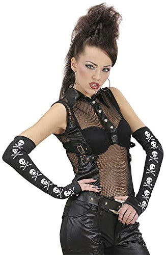 Widmann 1458K - Armwärmer mit Totenkopf, Punk, Accessoire, Karneval, Mottoparty
