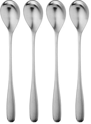 Robert Welch Stanton Satin Long Handled Spoon, Set of 4. Made from Stainless Steel. Dishwasher Safe.