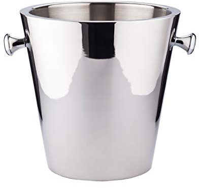 EDZARD Sektkühler Sevilla (Höhe 23 cm, Durchmesser 22 cm) für 1 Flasche, doppelwandig, mit 2 Griffen, Edelstahl hochglanzpoliert - Flaschenkühler, Champagner Kühler