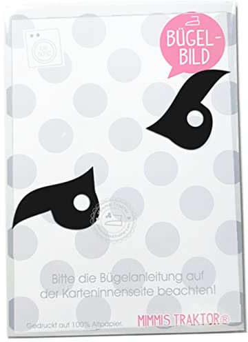 Bügelbild NINJA-Augen 13 cm x 3 cm SCHWARZ Flockfolie Aufbügler Applikationen Bügelsticker für Stoffe Textilien Kinder zum Aufbügeln Flicken