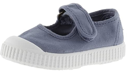victoria Unisex 1915 Dyed Canvas Mary Janes DREC & Hook-and-Loop Strap & Reinforced Toe 136605 for Kids Azul 20