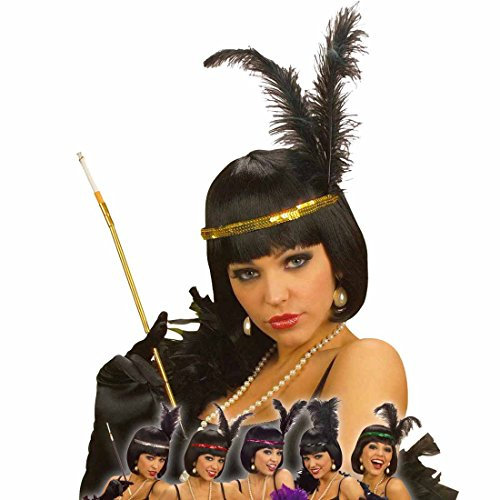 Charleston Stirnband golder 20er Jahre Feder Kopfschmuck gold Flapper Pailletten Haarband Federkopfschmuck Gatsby Can Can Girl Burlesque Haarschmuck Fasching Vintage Kopfband Damen Retro Mottoparty